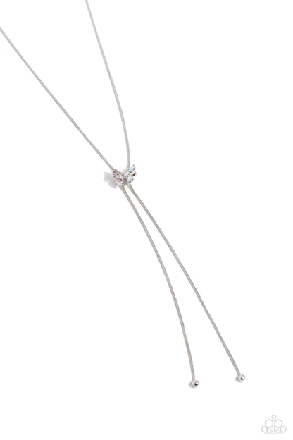 Adjustable Alliance - Pink Rhinestone Butterfly Necklace - Paparazzi Accessories