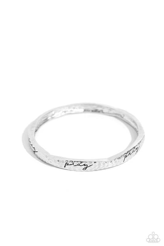 Pray, He is There - Silver Bangle Bracelet - Paparazzi Accessories