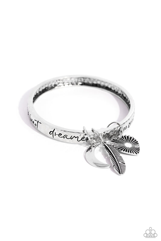 Free-Spirited Fantasy - Silver Bangle Bracelet - Paparazzi Accessories