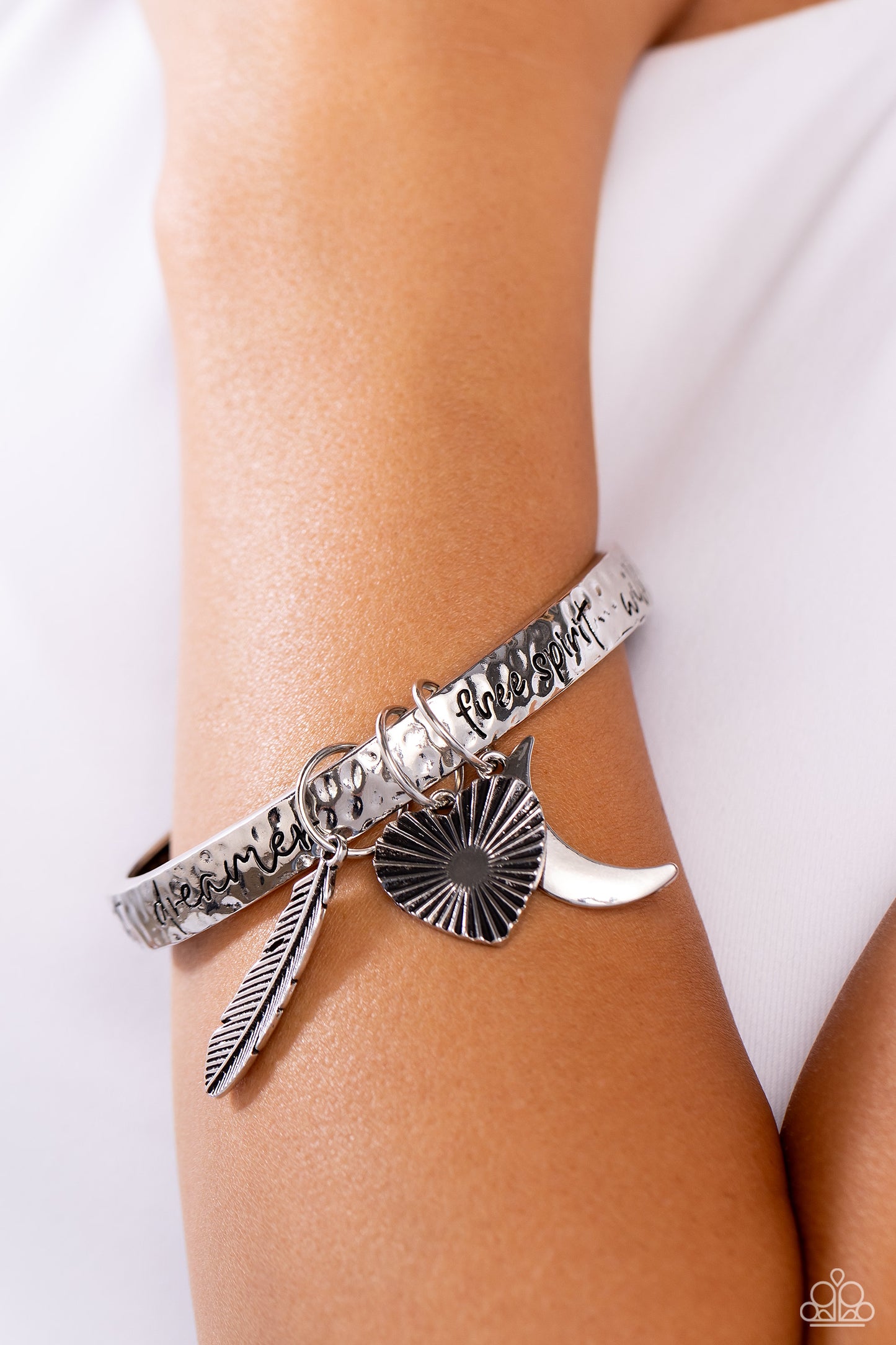 Free-Spirited Fantasy - Silver Bangle Bracelet - Paparazzi Accessories