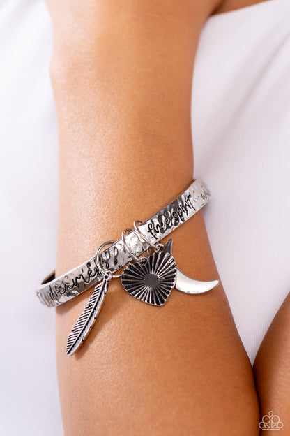 Free-Spirited Fantasy - Silver Bangle Bracelet - Paparazzi Accessories