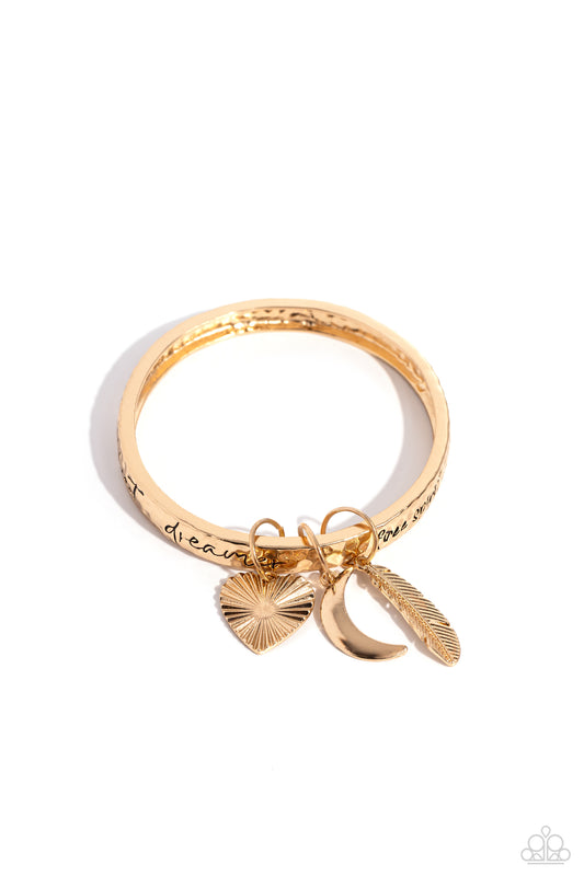 Free-Spirited Fantasy - Gold Bangle Bracelet - Paparazzi Accessories