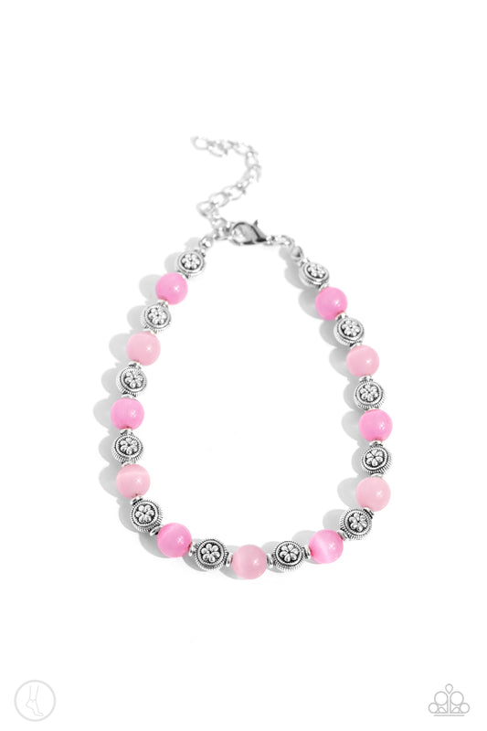 Beachy Bouquet - Pink Clasp Anklet - Paparazzi Accessories