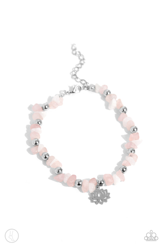 Lotus Landslide - Pink Clasp Anklet - Paparazzi Accessories