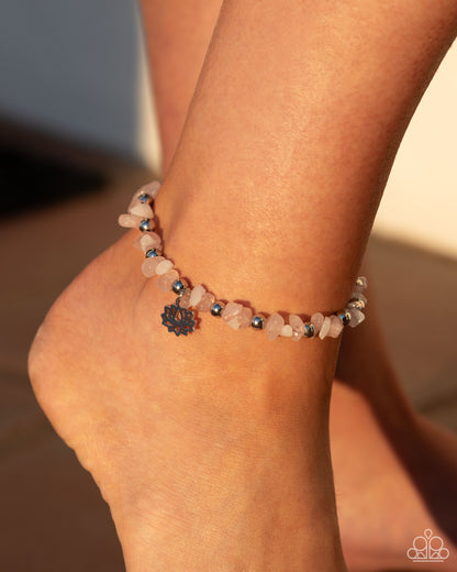 Lotus Landslide - Pink Clasp Anklet - Paparazzi Accessories