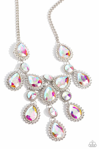 Dripping in Dazzle - Multi - Iridescent Teardrop Rhinestone Necklace - Life of the Party Exclusive - Paparazzi Accessories
