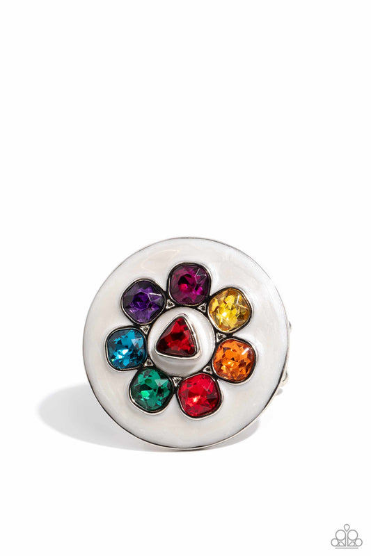 Captivating Centerpiece - Multi Rainbow Rhinestone Ring - Life of the Party Exclusive February 2024 - Paparazzi Accessories