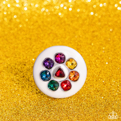 Captivating Centerpiece - Multi Rainbow Rhinestone Ring - Life of the Party Exclusive February 2024 - Paparazzi Accessories