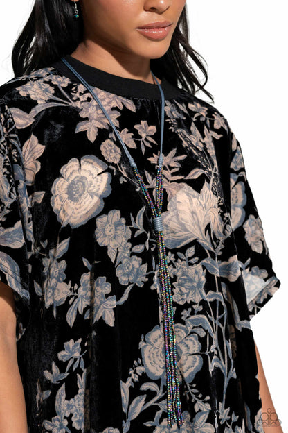 Knotted Karma - Silver - Oil Spill Crystal Bead Necklaced - Life of the Party Exclusive - Paparazzi Accessories