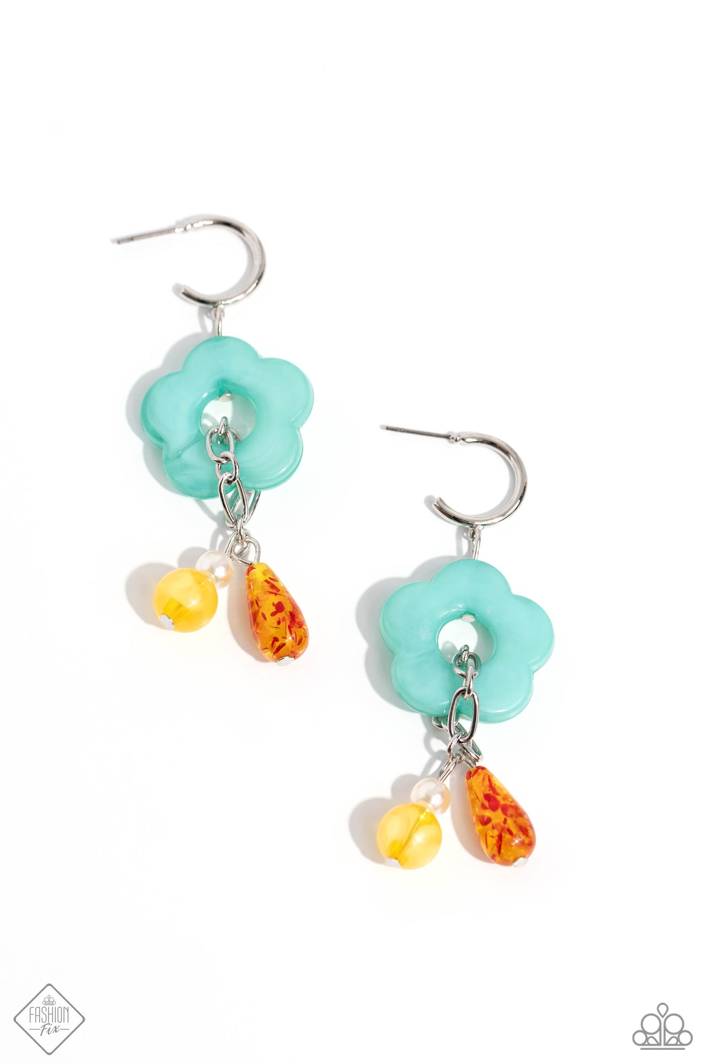 Gone Stir DAISY - Multi Acrylic Drop Hoop Earrings - Paparazzi Accessories