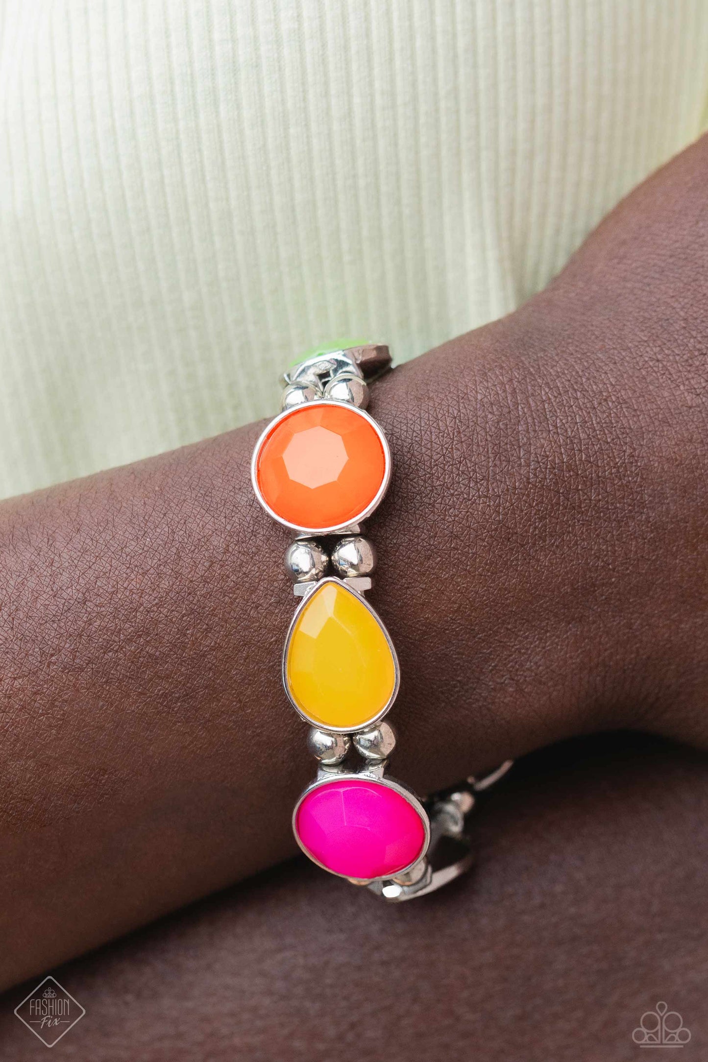 In All the BRIGHT Places - Multi Acrylic Teardrops Stretchy Bracelet - Paparazzi Accessories