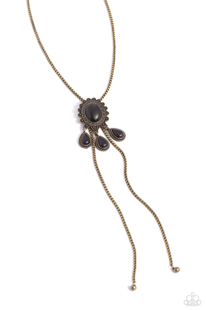 Seize the Serenity - Brass Bolo Necklace - Paparazzi Accessories