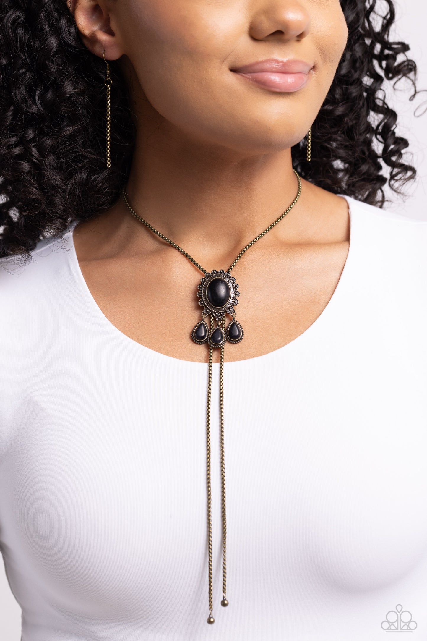 Seize the Serenity - Brass Bolo Necklace - Paparazzi Accessories