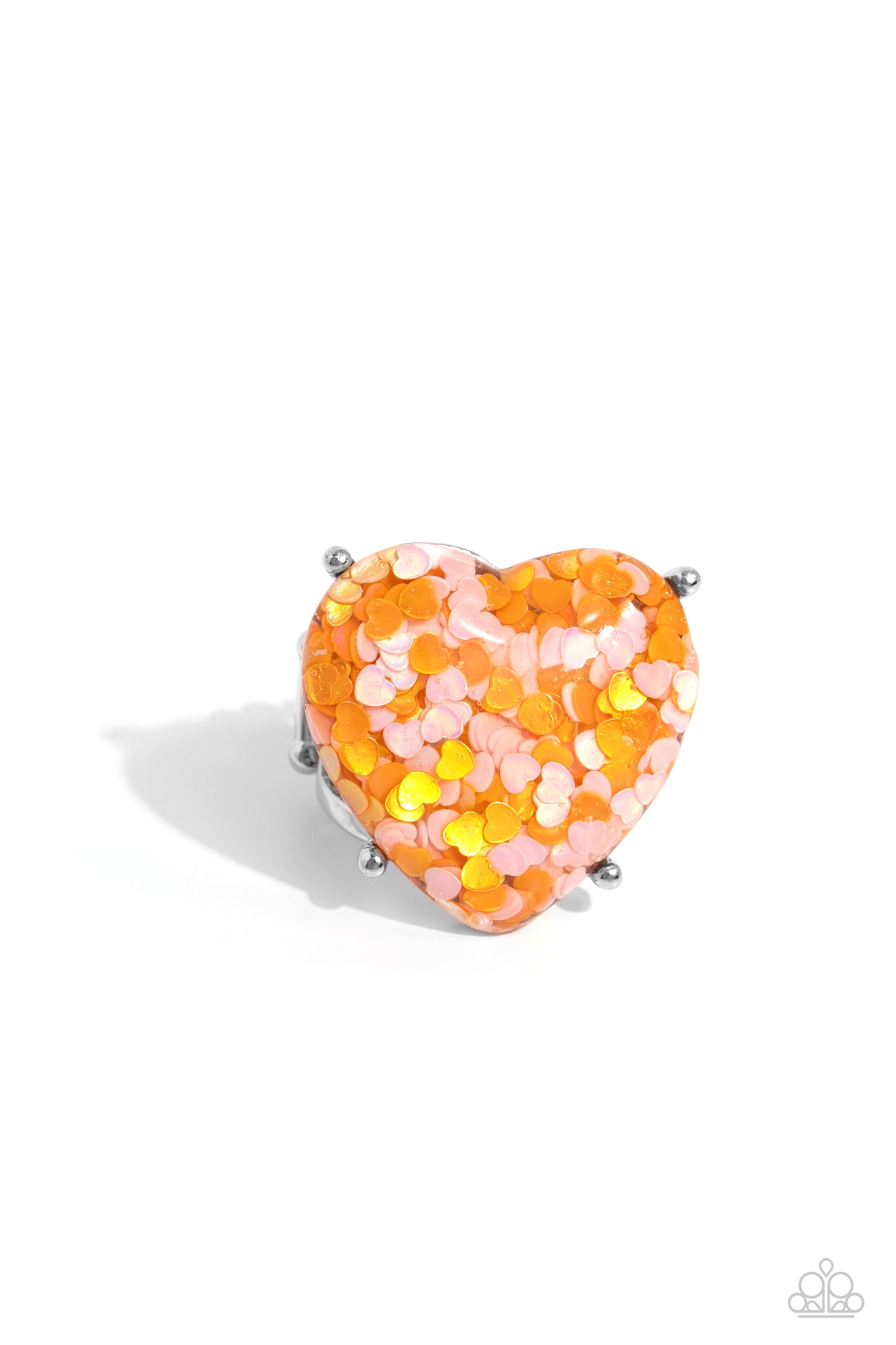 Patterned Promenade - Orange Heart Ring - Paparazzi Accessories