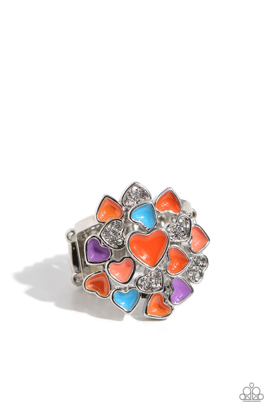 Gimme Some Lovin - Orange Hearts Ring - Paparazzi Accessories