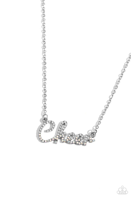 Cheer Squad - White Rhinestone Necklace - Paparazzi Accessories