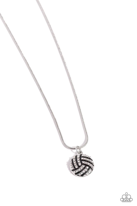 Bump, Set, Shimmer! - White Volleyball Necklace - Paparazzi Accessories