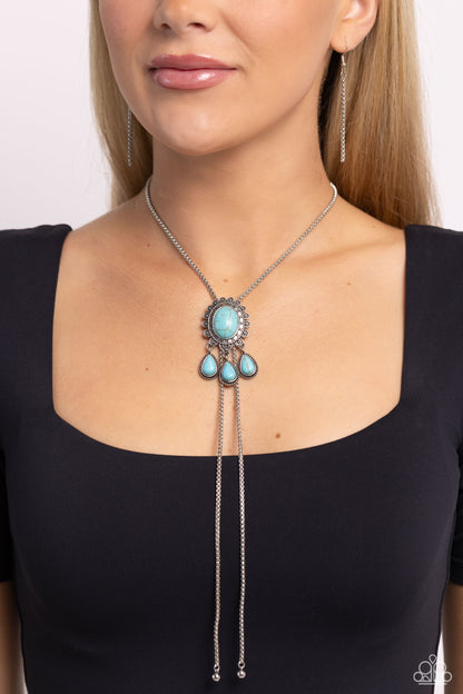 Seize the Serenity - Blue Crackle Stone Bolo Necklace - Paparazzi Accessories