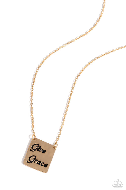 Give Grace - Gold Pendant Necklace - Paparazzi Accessories