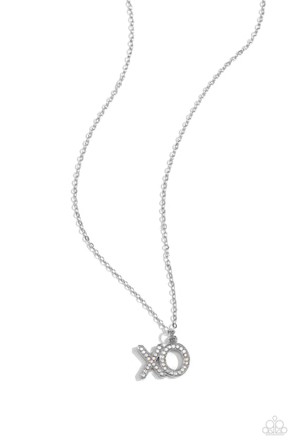 XO Showcase - White Rhinestone XO Necklace - Paparazzi Accessories