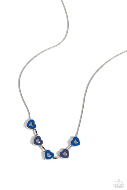 ECLECTIC Heart - Blue Enamel Hearts Necklace - Paparazzi Accessories