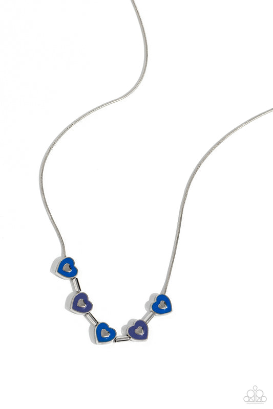 ECLECTIC Heart - Blue Enamel Hearts Necklace - Paparazzi Accessories
