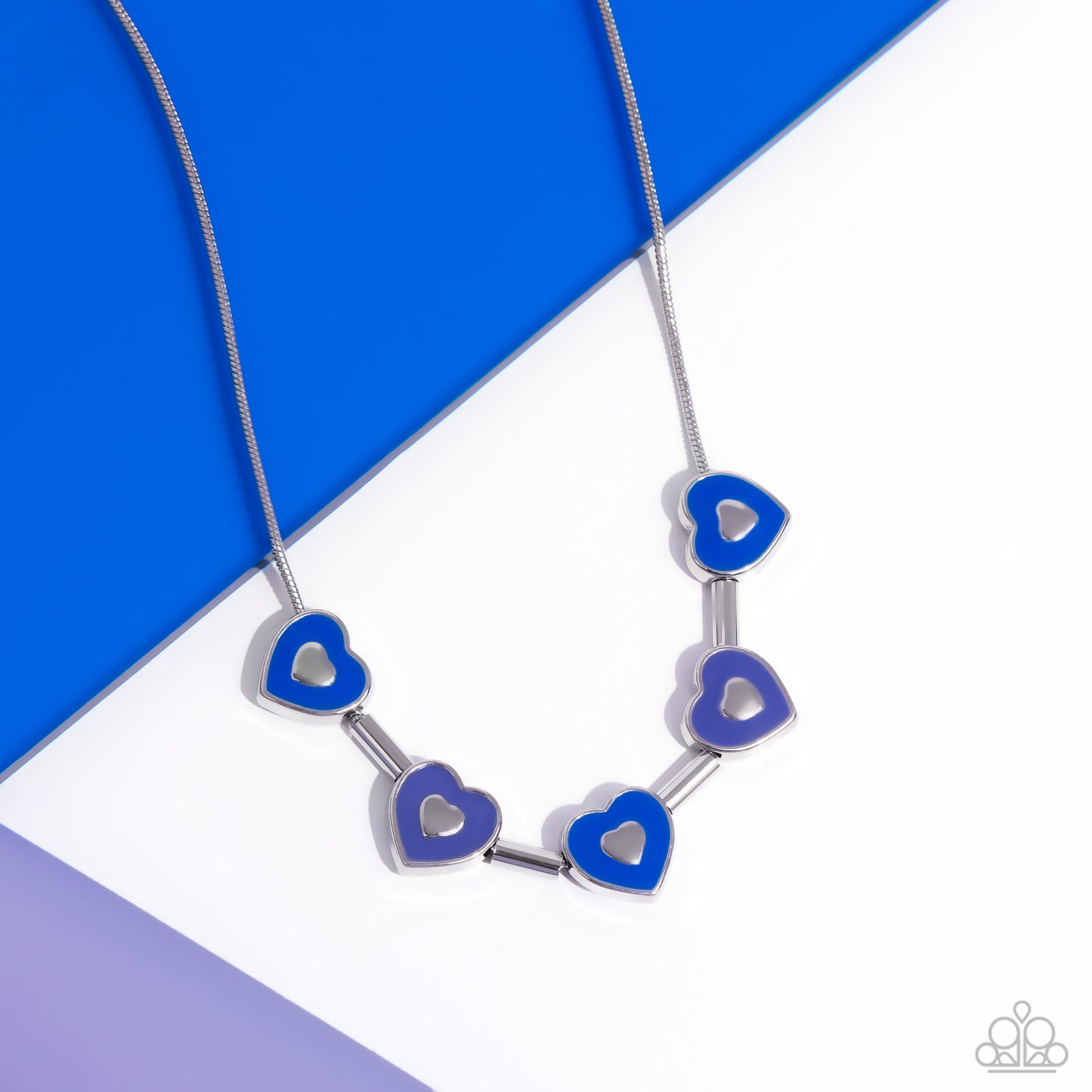 ECLECTIC Heart - Blue Enamel Hearts Necklace - Paparazzi Accessories