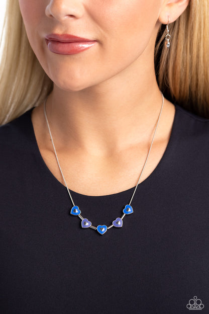 ECLECTIC Heart - Blue Enamel Hearts Necklace - Paparazzi Accessories