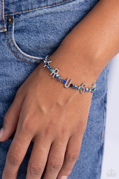 I Will Trust In You - Blue Iridescent Ombre Rhinestone Bracelet - Paparazzi Accessories