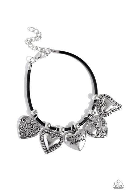 Totally Trusting - Black "Trust in the Lord" Heart Charm Clasp Bracelet - Paparazzi Accessories