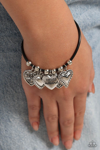 Totally Trusting - Black "Trust in the Lord" Heart Charm Clasp Bracelet - Paparazzi Accessories