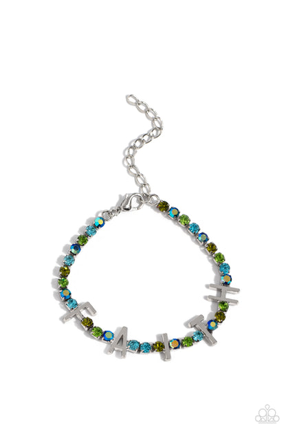 In Good Faith - Multi Rhinestone Clasp Closure Bracelet - Paparazzi Accessories