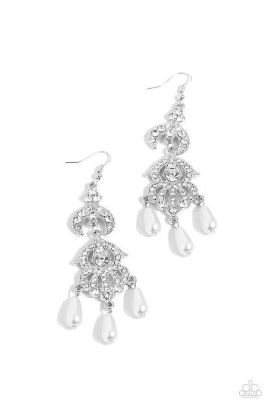 Cosmopolitan Combo - White Teardrop Pearl Fishhook Earrings - Paparazzi Accessories