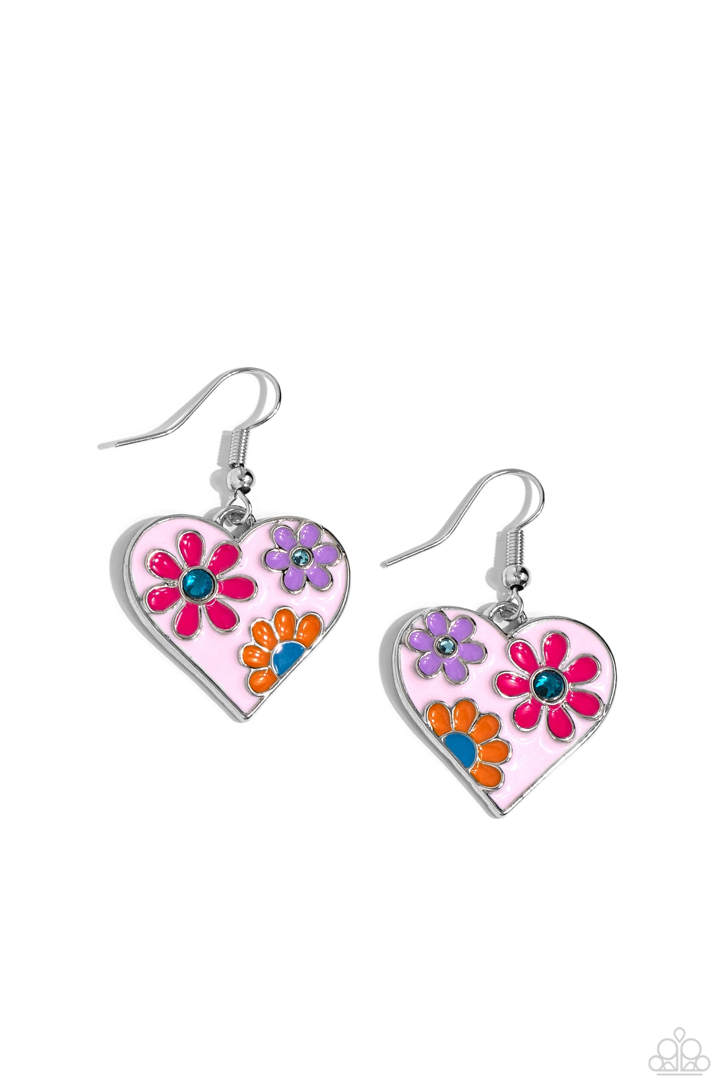 Generously Groovy - Pink Enamel Heart Fishhook Earrings - Paparazzi Accessories