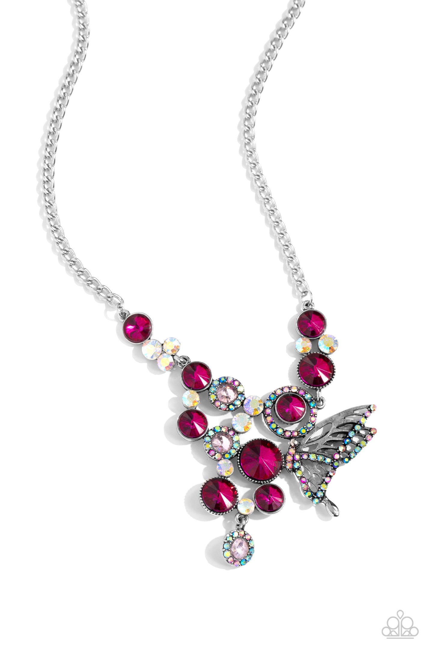 As Luck Would HALF It - Pink Butterfly Necklace - Paparazzi Accessories