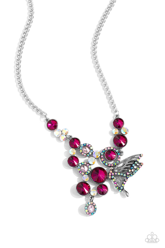 As Luck Would HALF It - Pink Butterfly Necklace - Paparazzi Accessories