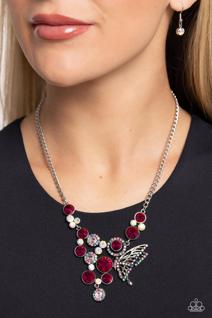 As Luck Would HALF It - Pink Butterfly Necklace - Paparazzi Accessories