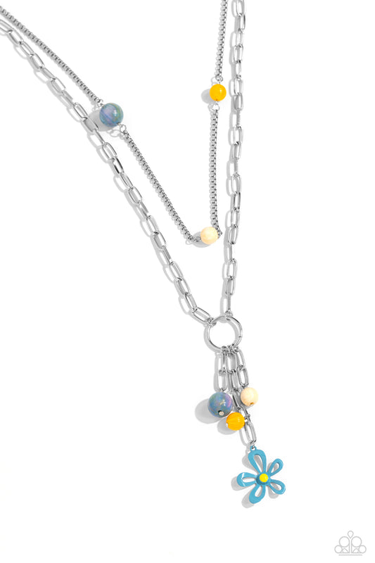 Seize the Swirls - Blue Flower Layered Necklace - Paparazzi Accessories