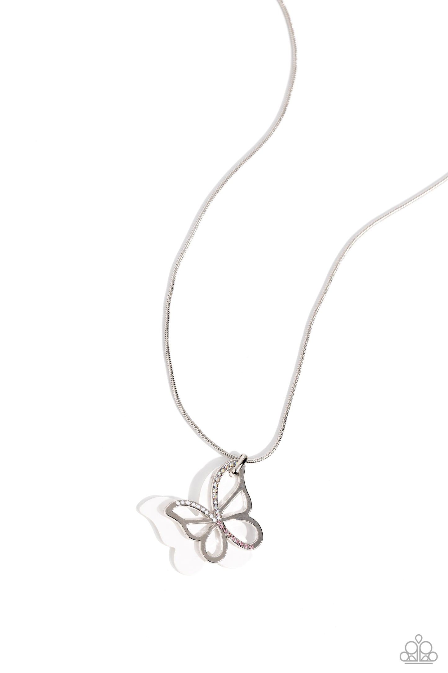 Detailed Dance - White Butterfly Necklace - Paparazzi Accessories