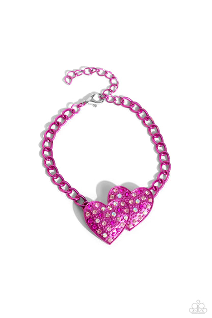 Lovestruck Lineup - Pink Dipped Metal Clasp Bracelet - Paparazzi Accessories