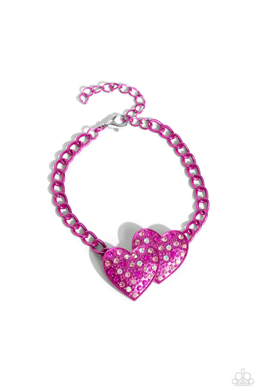 Lovestruck Lineup - Pink Dipped Metal Clasp Bracelet - Paparazzi Accessories