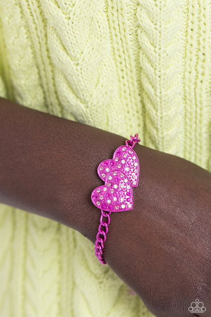 Lovestruck Lineup - Pink Dipped Metal Clasp Bracelet - Paparazzi Accessories
