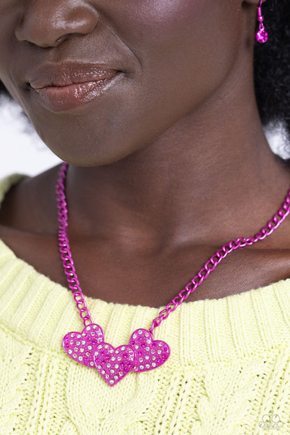 Low-Key Lovestruck - Pink Dipped Metal Necklace - Paparazzi Accessories