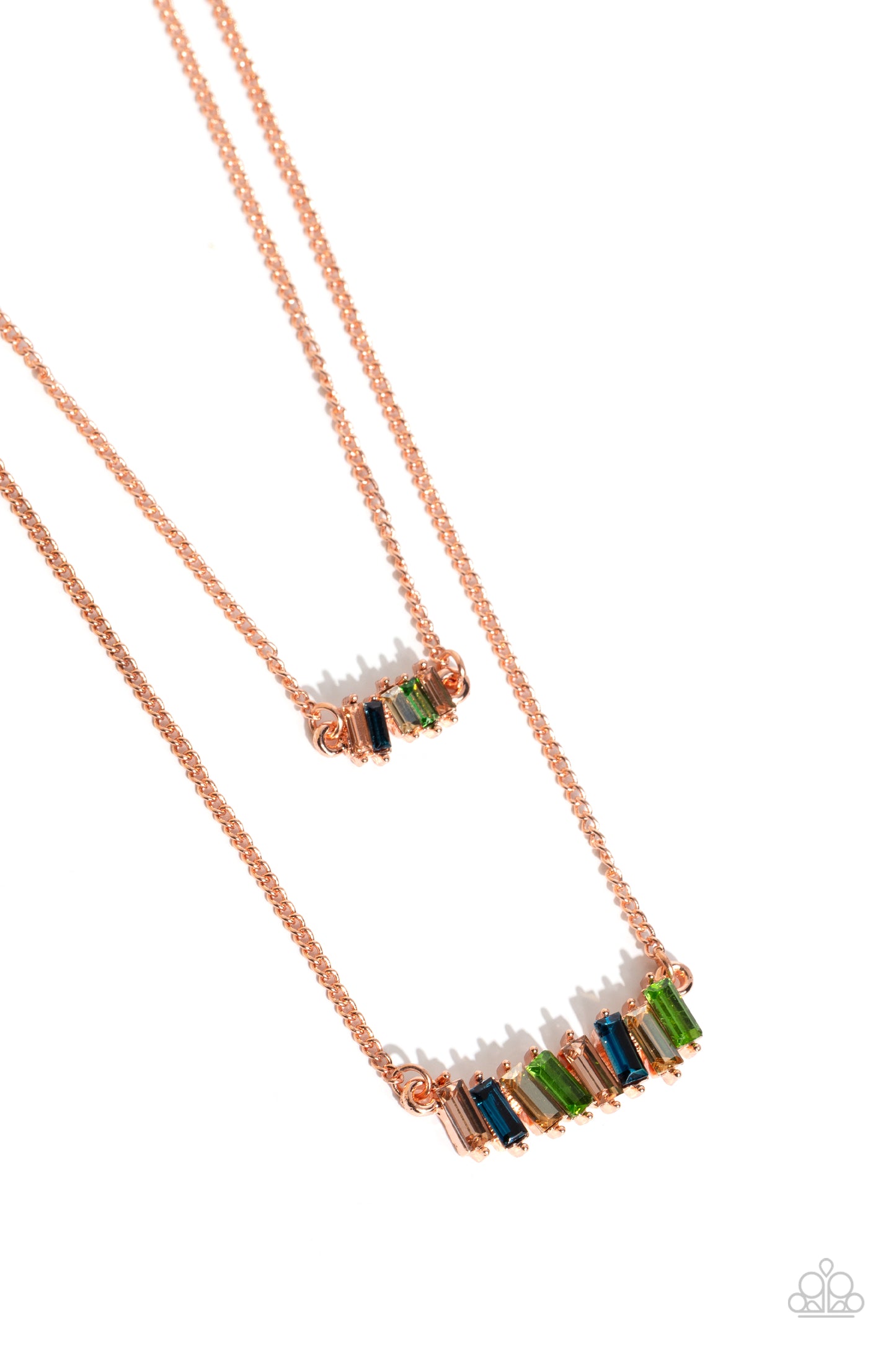 Easygoing Emeralds - Copper - Blue and Green Gemstone Necklace - Paparazzi Accessories