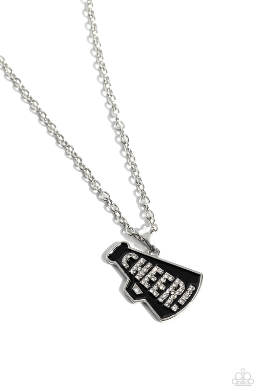 Cheer Champion - Black Enamel Cheerleading Necklace - Paparazzi Accessories