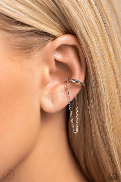 CUFF Hanger - Silver Ear Cuff Earrings - Paparazzi Accessories