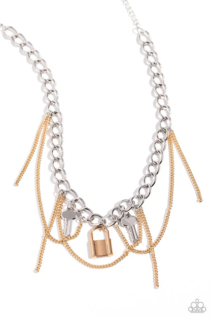 Against the LOCK - Multi - Silver and Gold Necklace - Paparazzi Accessories