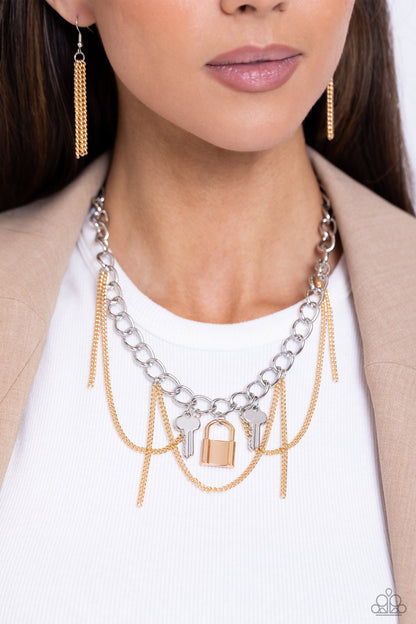 Against the LOCK - Multi - Silver and Gold Necklace - Paparazzi Accessories