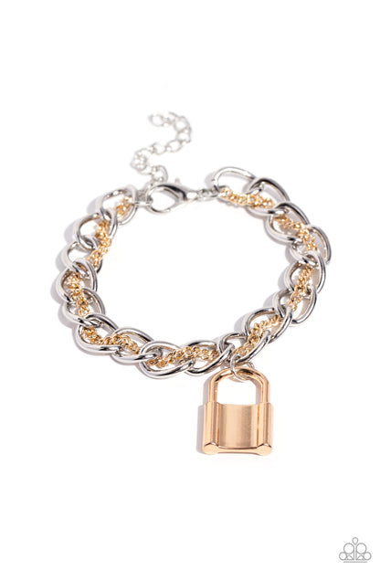 Watch the LOCK - Multi - Silver and Gold Clasp Bracelet - Paparazzi Accessories