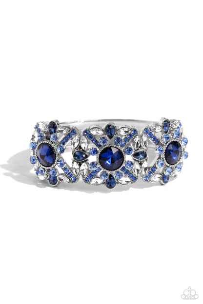 Shimmering Solo - Blue Rhinestone Hinge Bracelet - Paparazzi Accessories